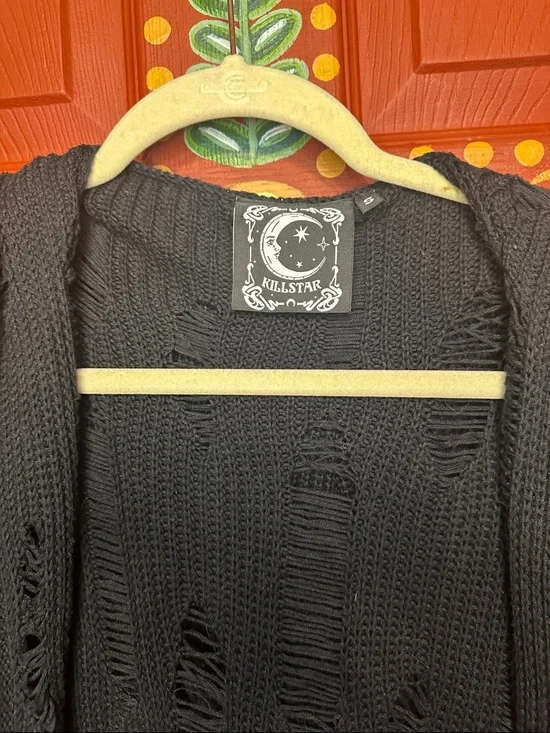 Killstar Black Distressed Knit Cardigan - Picture 2 of 4